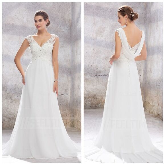 A-Line/Princess Sweep Train Tulle Wedding Dress new with tags 8 - Picture 1 of 17